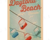 Daytona Beach, Florida - 12 x 18 Retro Travel Print