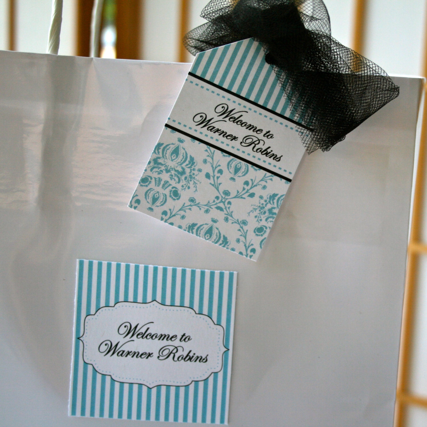 Tiffany Blue Damask and Stripes Personalized Hang Tags- Print your own Il_570xn