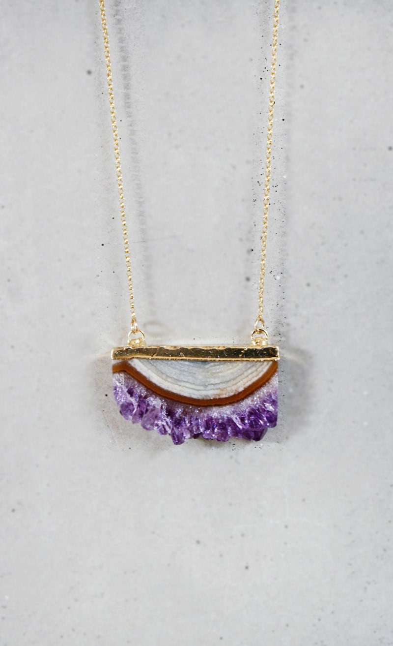 Raw Amethyst Slice Necklace
