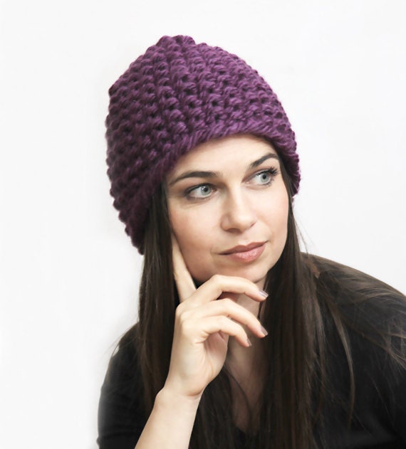 Purple Hat, Hand Knit Hat Winter, MARDI GRAS, Women Knit Accessories, Chunky Knitting, Winter, violet, knitted women wool hat
