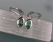 Emerald Earrings in 14k White Gold Dangle Earrings May Birthstone Gemstone Jewelry