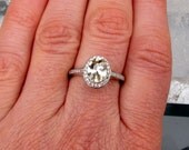 Pale Yellow Sapphire 14k Gold Diamond Halo Engagement Ring September Birthstone Gemstone Jewelry