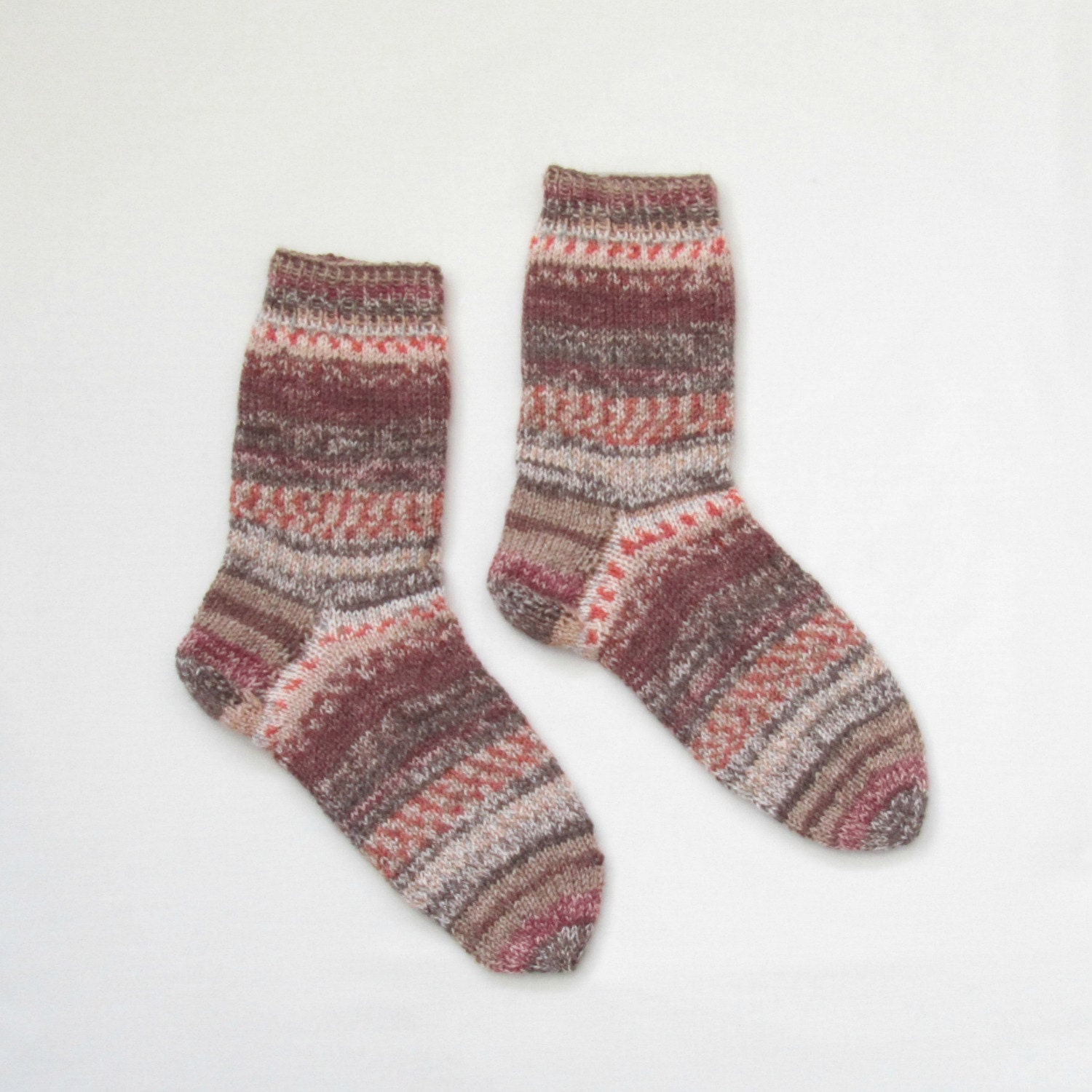 Women's socks knitted fair isle (Size US 7.5-8.5, UK 5-6, Europe 38-39)