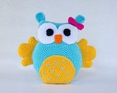 Instant Download - NEW PDF Crochet Pattern - Owl Pillow  - Permission to Sell Finished Items