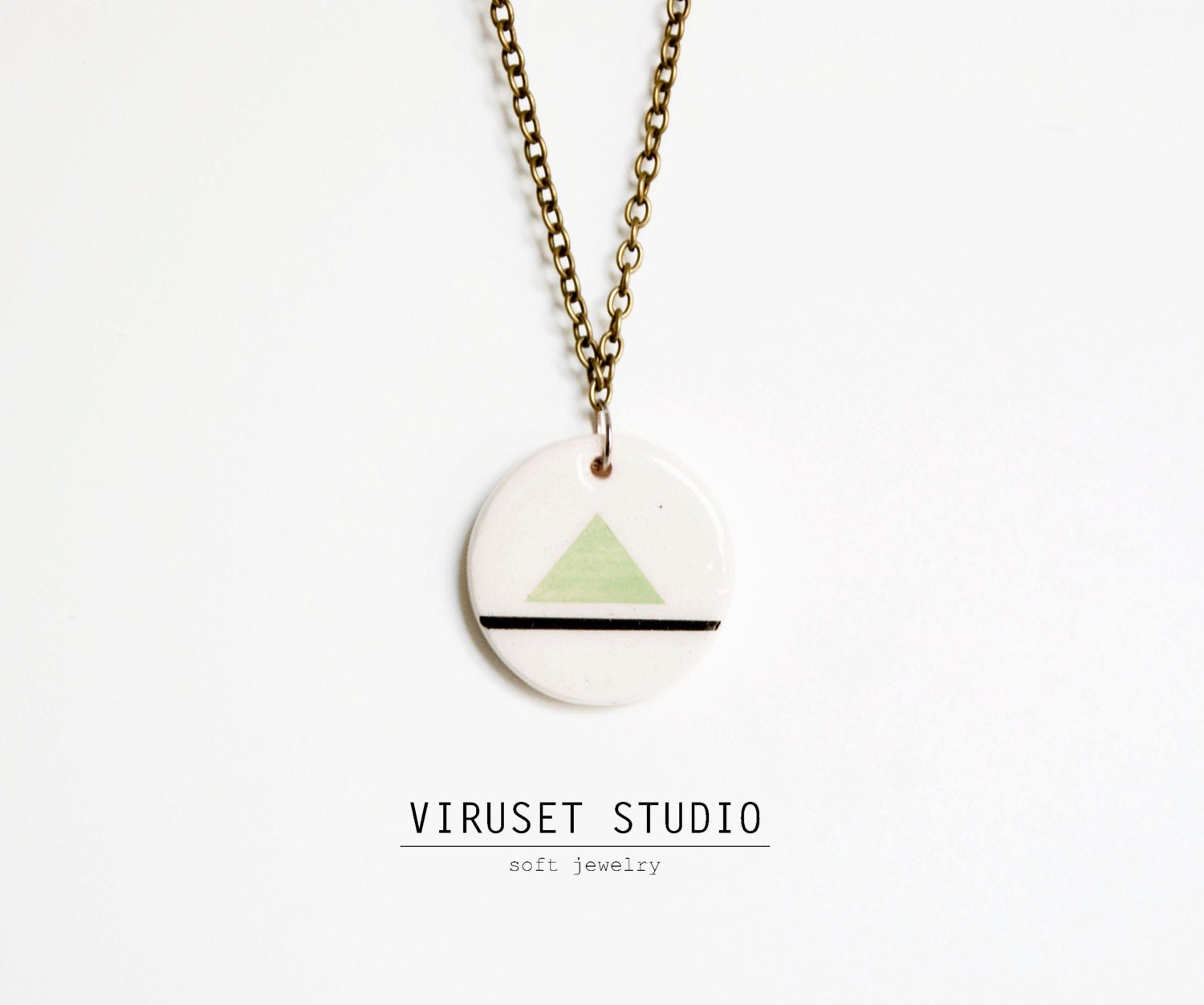 Ceramic jewelry pendant, ceramic necklace scandinavian design, handmade by Viruset Studio