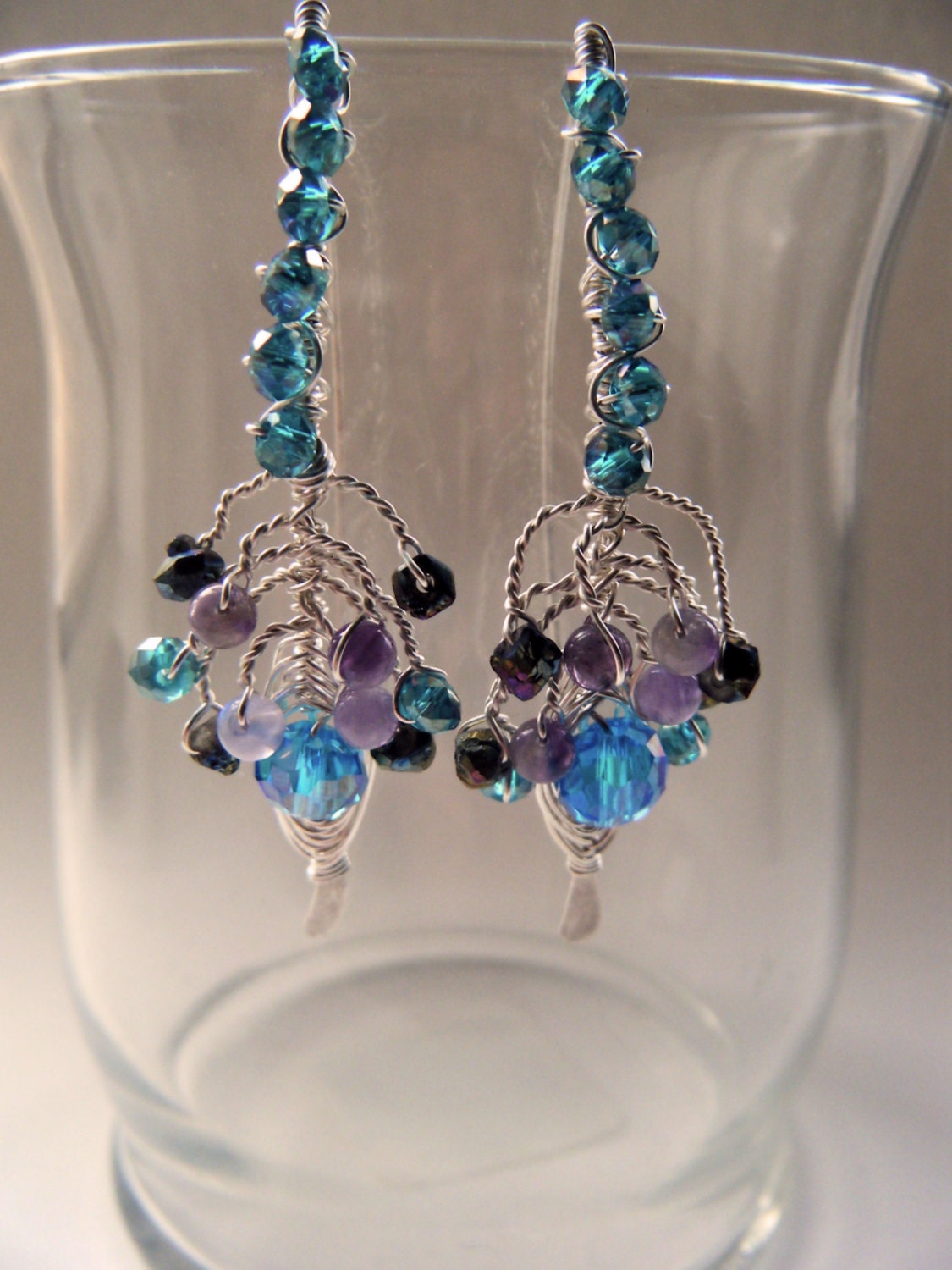 Argentium Peacock Wishbone Earrings