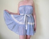 Spring Sale strapless Vintage lace dress . floral dress . prairie rustic romantic upcycled dress . feminine . reClaimed Vintage eco design