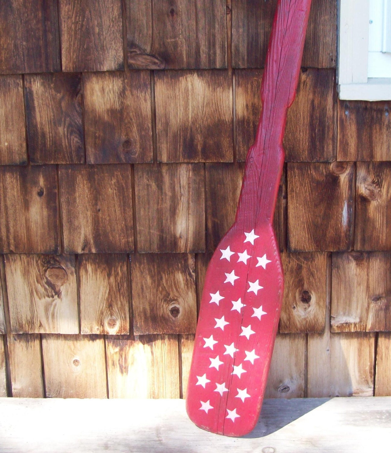 Hand Painted Vintage Oar with Stars - Beach Decor - Lake House Decor - Painted Boat Paddle - 10% Off Memorial Day Sale