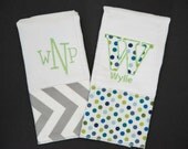 EMBROIDERED Burp Cloths - Set of 2: You choose fabrics & fonts