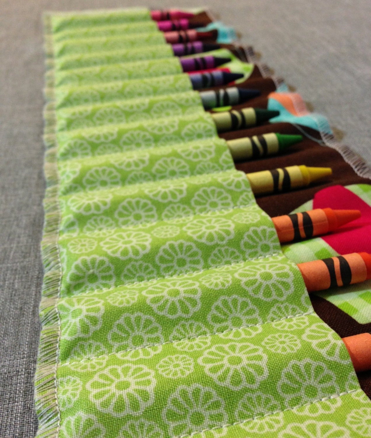 Crayon Roll-Up Storage Case: holds 16 crayons - Choose from 6 different fun fabrics (makes a great party favor)