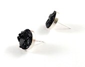 Sterling silver stud earrings black jewelry