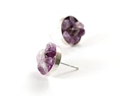Sterling silver jewelry amethyst stud earrings