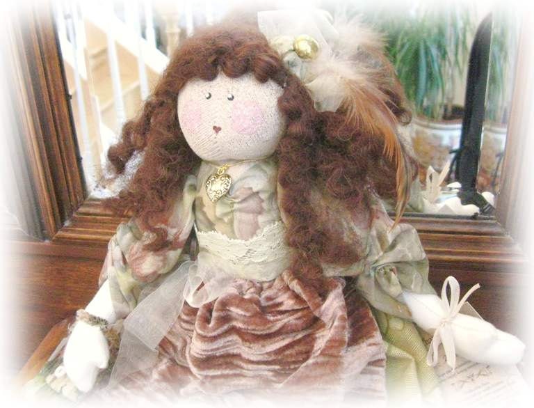 OOAK Art Doll, Soft Sculpture Doll, Cloth Doll, GIANNA 17 inch Handmade CharlotteStyle SIGNED