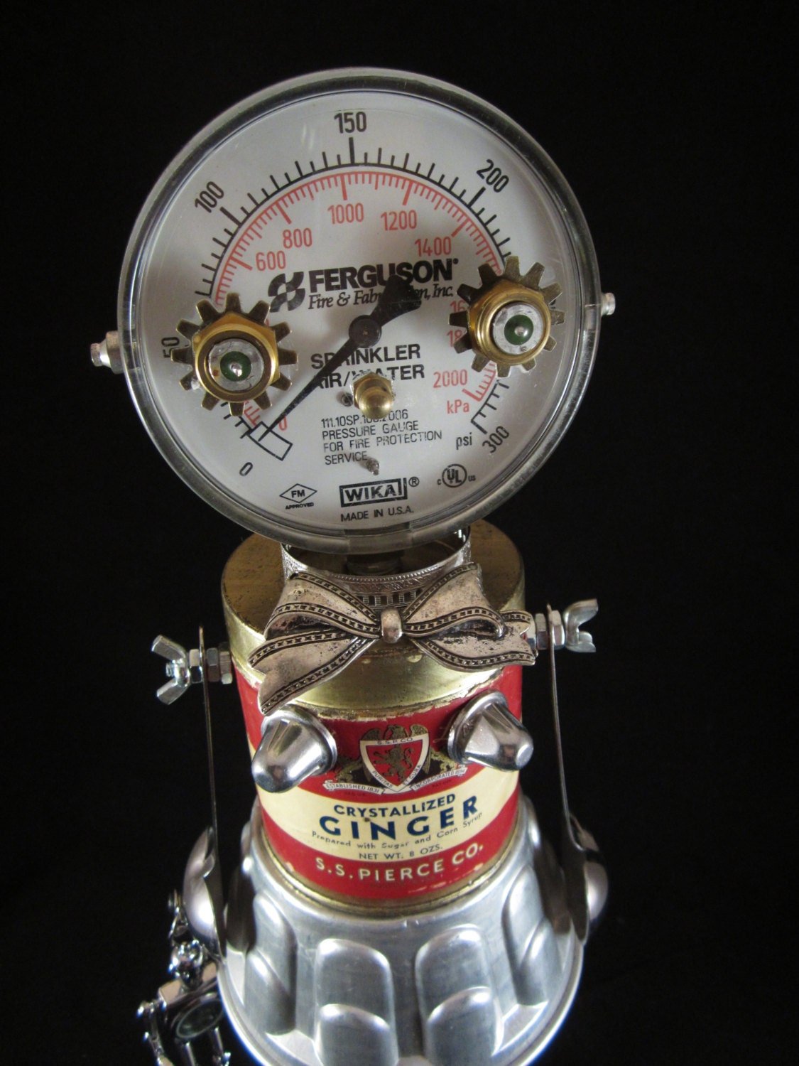 Ginger Bot - found object robot sculpture assemblage