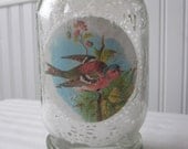 Mason Jar-Ball Jar-Vintage Birds and Doilies Light