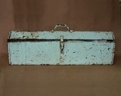 Vintage Industrial Tool Box Green Blue Flower Box Farmhouse Style 1950s 50s