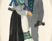 Vintage "Estonian national costume" 3,5'' x5,5'' Print no.10 -- 1975, Tallinn