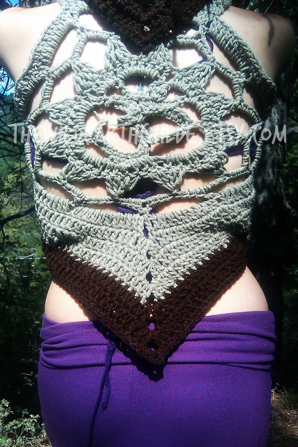 Vegan Om Lotus Crochet Mandala Pixie Vest Underbust Waist Elf Coat - Made To Order - OOAK