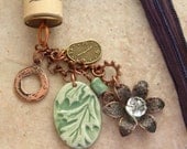 Wine Cork Pendant, Mixed Media, Mixed Metals