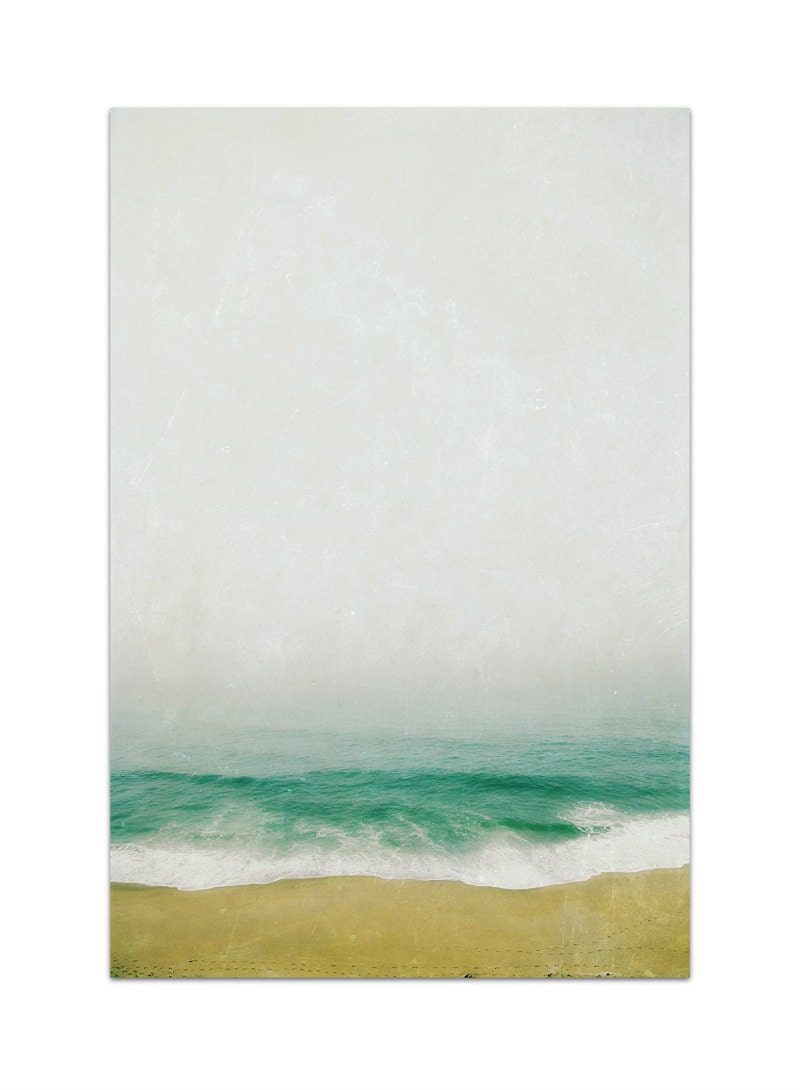 photography, beach art, contemporary, simple, wave, tide, vintage, minimalist, mint, turquoise - seascape, 8x12 (or 8x10) photograph