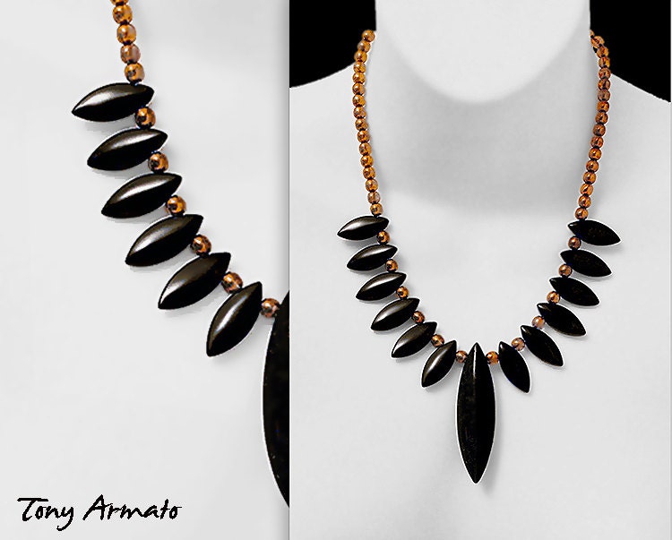 High Drama Black Dagger Statement Necklace, With Free Earrings