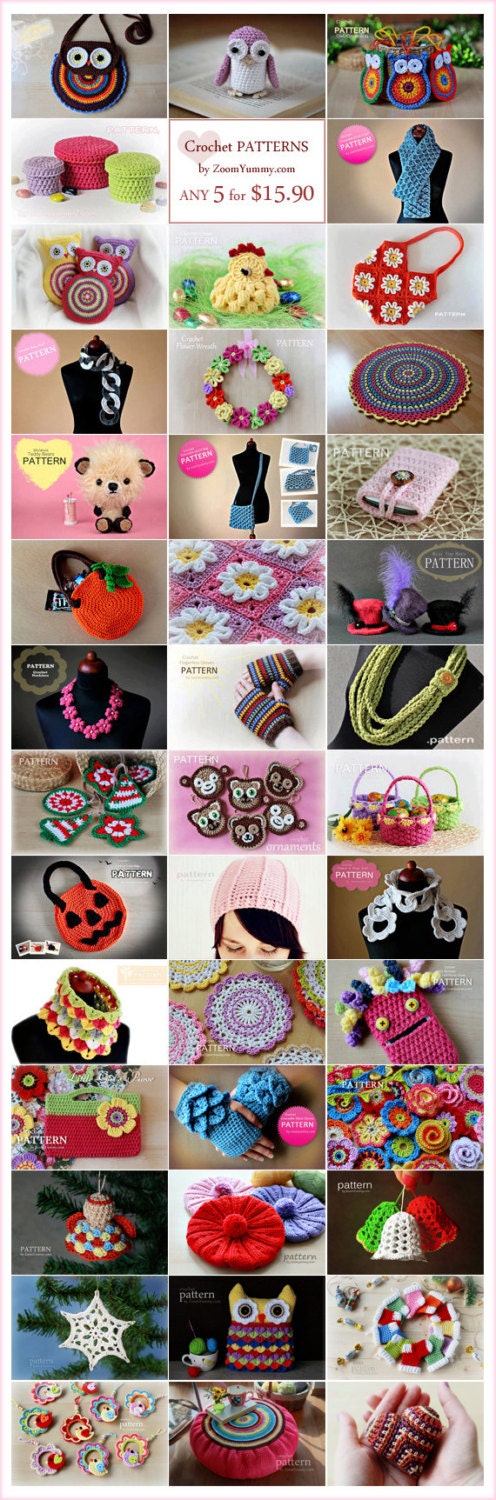 Crochet Patterns - Pick Any 5 Crochet Patterns Bundle