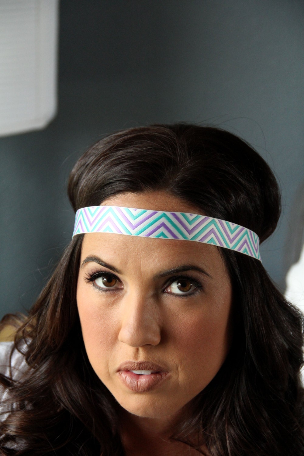 Springy Chevron Color Zig Zag Indie Headband, elastic closure, Aztec, Native Style, Bohemian Print