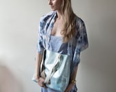 AQUA Silver Leather Tote. Essential Tote. Leather Market Tote.