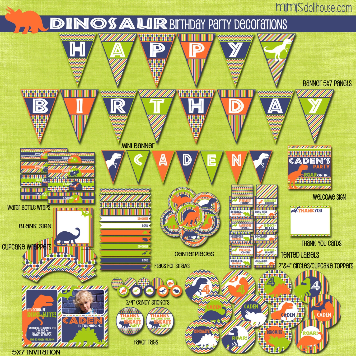 Dinosaur Party Decorations- Printable Dinosaur Birthday Party Decorations- Dinosaur Birthday Party PDF/JPEG Il_570xn