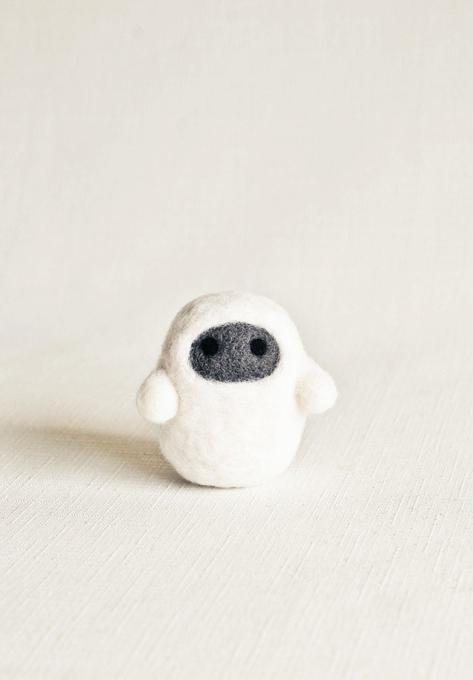 Yulie the Yeti - Needle Felted Wooly Animal - Woodland Nature Waldorf Inspired Home Decor Gift Cute Adorable Felt All Natural Wool