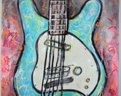 Courtney Love Venus Guitar Watercolor and Acrylic Painting
