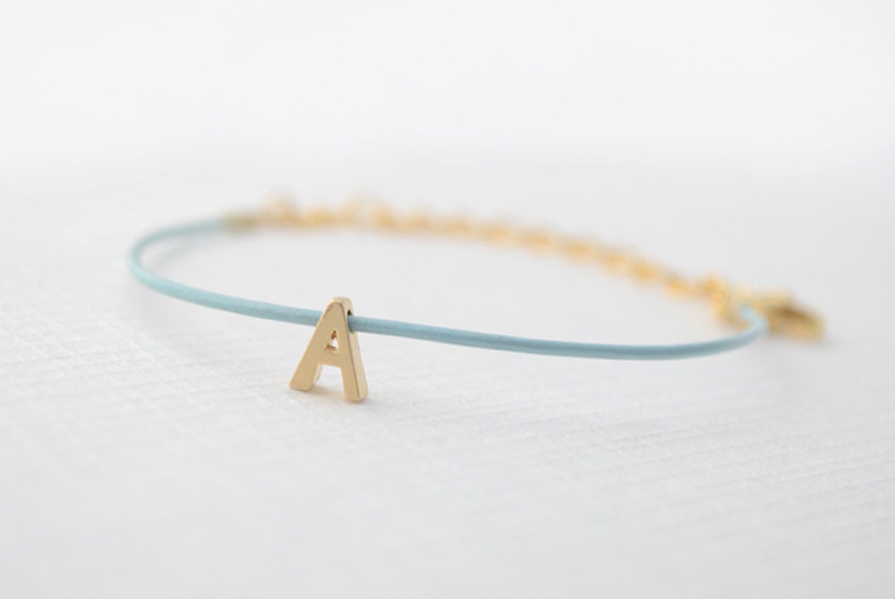 Leather bracelet with initial - leather initial bracelet