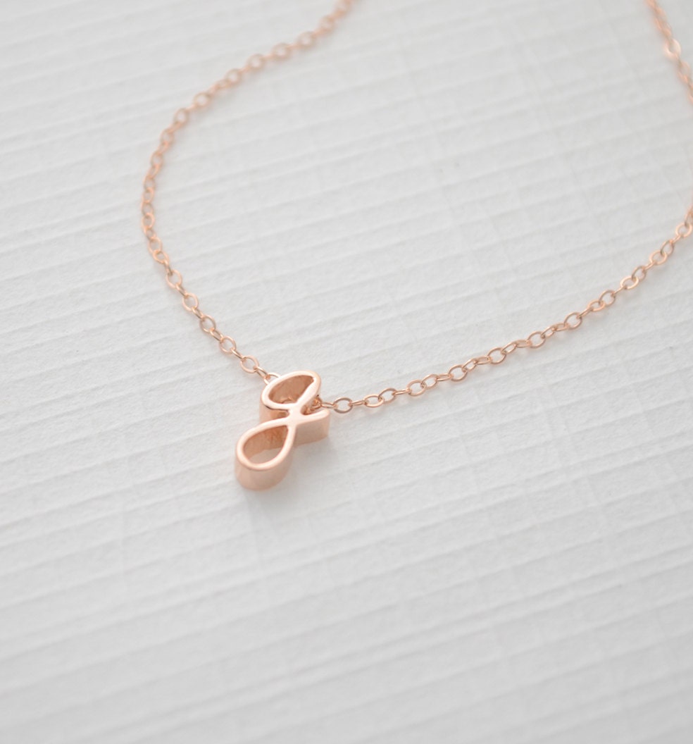 New rose gold initial pendant - lowercase initial rose gold necklace