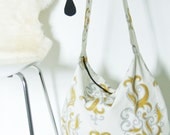Cross body canvas bag in grey and yellow