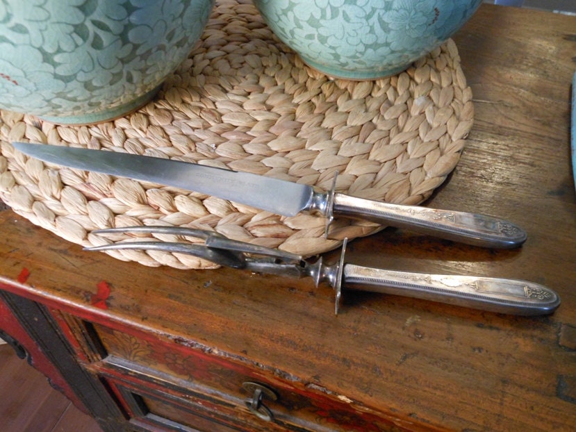 Antique Turkey/Meat Carving Set by Community Plate 1920s