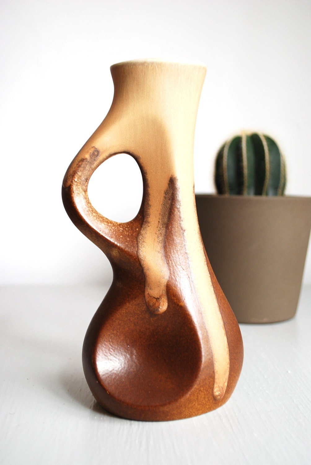 Mid Century Modernist Sgrafo Modern Op Art Sculpture Vase Germany