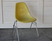 EAMES Herman Miller Fiberglass and Resin Side Chair in Chartreuse Yellow