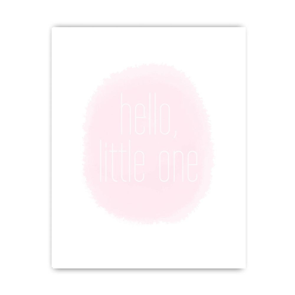 Hello Little One - Art Print Giclee - Baby Pink - Nursery Kids - Watercolor Style - Choose from 8 x 10" or A4 size