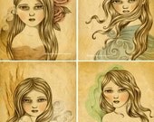 SAVE 20 PERCENT - Nymph Illustration, Reproduction Digital Print, Fine Art Print - Sow Your Light Series Set by Amalia K