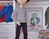 1/ 6 scale grey henley T shirt for Ken Taeyang Fashion Royalty Homme Hot Toys Truetype size dolls and figures
