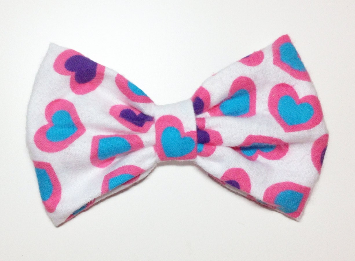 Hearts Bow Pink Hair Bow Clip Fabric Hair Bow Blue Hairbow Pink Fabric Bow White Bows for women Hot Pink Bow Blue Bow Colorful Bow for girls
