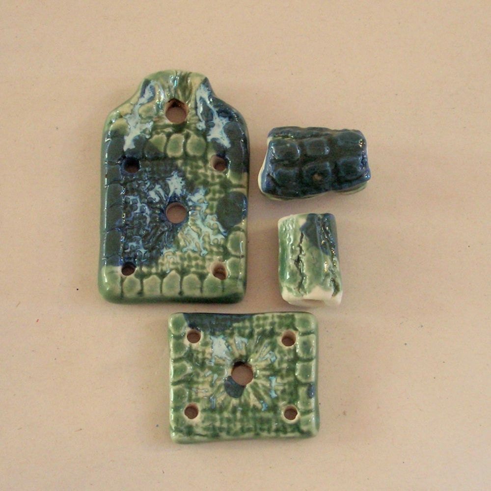 Porcelain Rectangular Bead Set, Handmade Beads
