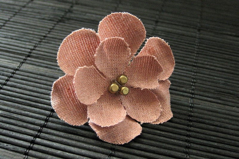 Mauve Pink Flower Ring. Fabric Flower Ring. Cherry Blossom Ring. Bronze Filigree Adjustable Ring. Handmade Jewelry.