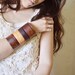 Pirates-  red brown yellow black boho  70s colors chunky wood bracelet bangle
