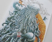 Relax time for The Greatest Cthulhu Original Art Illustration Ink Drawing