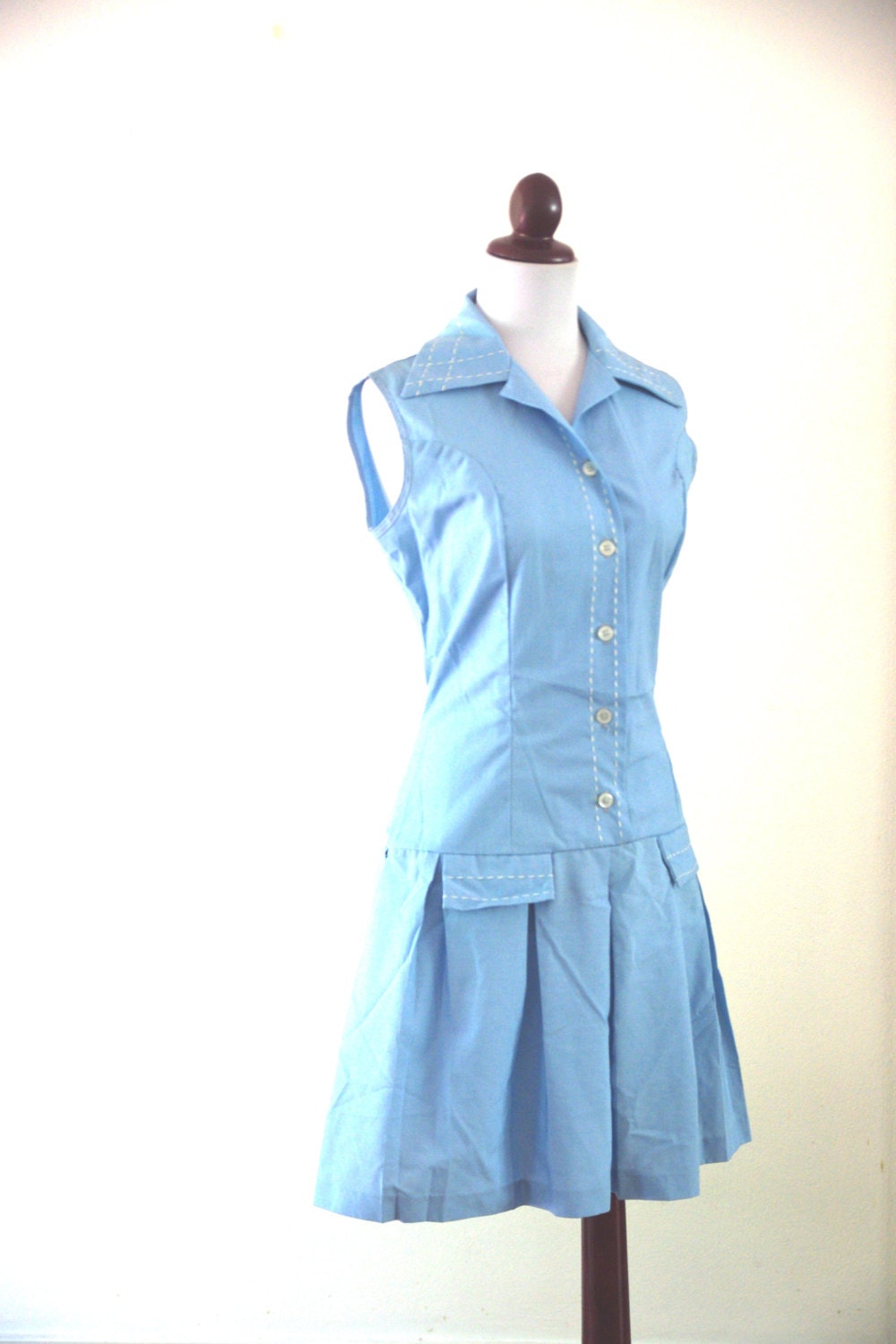Vintage 1960s Sky Blue Mod Scooter Dress