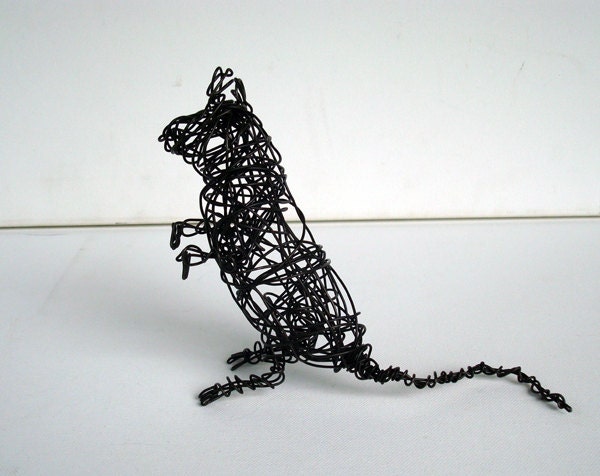 STANDING MOUSE - One of a Kind Wire Rodent Sculpture