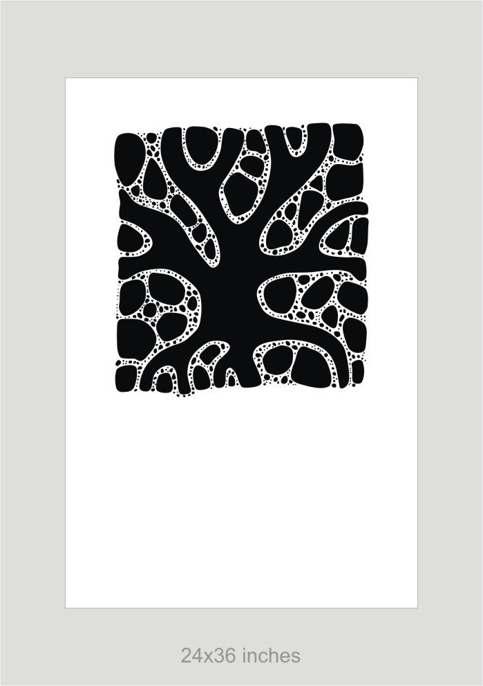 Black and white abstract art Large tree print Modern art Tree of life Large abstract print