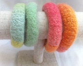 Felted Pastel Colored Bangle Bracelets - Felted Bracelets - Crochet Bracelets - Ready to Ship