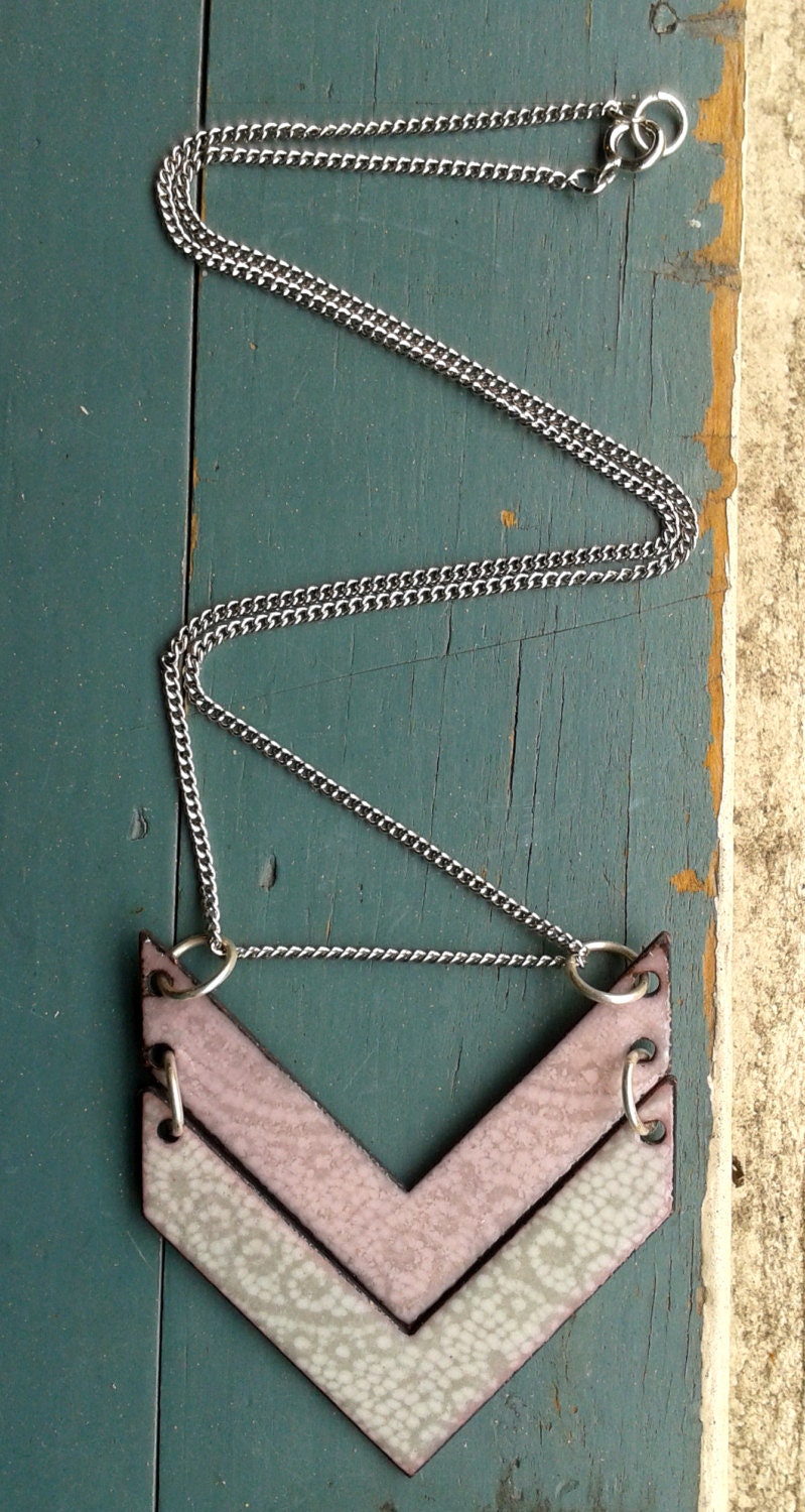 Lace Chevron Enamel Necklace